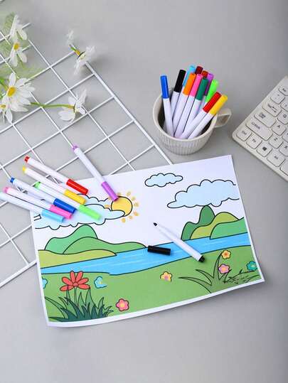 12pcs Dry Erase Markers, Plastic, Multi-Color, Suitable For Office And Training, Great For Drawing, Painting, Highlighting, Writing, Calligraphy, Medium Tip