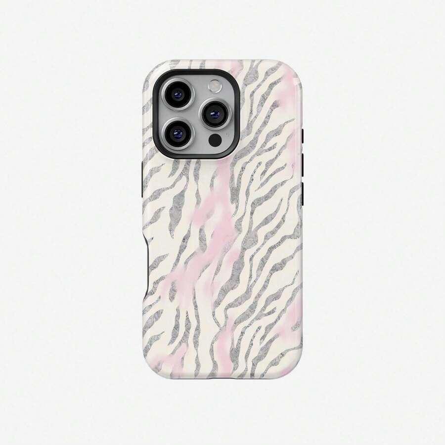 Pink Zebra Pattern Aesthetic Phone Case, Soft Neutral Animal Texture Phone Case, Suitable For IPhone 17, 16e, 15 Pro Max, 14 Plus, 14 Pro, 13, 12, 11 - Multicolor - View 1