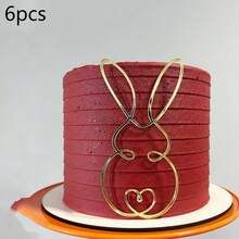 1 Stück/3 Stücke/6 Stücke Fröhliche Ostern Acryl Tortendeko Set mit goldenem & weißem Hasen Design Tortenpicks für Ostern Party Torte Dekoration - mehrfarbig - Übersicht 17