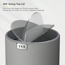 Fandy 0.58 Gal/2.2L Mini Trash Can With Lid, Swing-Top Desktop Trash Can For Bathroom, Countertop, Vanity, Desk Or Office, Small Garbage Bin (Grey) - 灰色22公升 - 查看 5