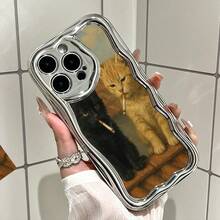 Phone Case: Phone Case Design Suitable for  17 Pro Max, 16, 15, 14, 13, 12, 11, Pro, Plus, E. Features a Cream Texture with a Soft Electroplated Frame. The Case Is Sturdy, Durable, and Drop-resistant, Including a Protective Lens - 和風電気メッキバターシェル 1111-シルバー-ABC769 - チェックする 2