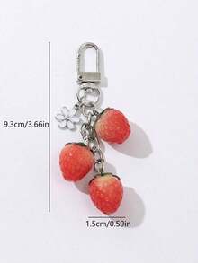 3pcs Cute Resin Simulated Strawberry Bag Charm Pendant - Đỏ - Xem 7