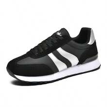 STARNOVO Giày thể thao nam thường ngày, giày sneaker buộc dây kiểu retro, giày tennis với thiết kế phối da và lưới dệt kim, thoáng khí và thoải mái cho kỳ nghỉ hè, giày thể thao thường ngày cho nam, phiên bản da toàn phần có sẵn cho mùa xuân và mùa thu (Sản phẩm này có kích thước tiêu chuẩn, nên đặt nhỏ hơn một cỡ nếu chân thon, lớn hơn một cỡ nếu chân rộng) - màu đen - Xem 3
