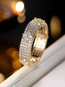 1pc Micro-Inlaid Zirconia Colorful Flower Ring, Versatile Elegant Finger Ring For Women - Ring - View 14