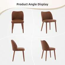 Huisuilinss Dining Chairs Set Of 2,Linen Upholstered Kitchen Chair With Thick Cushions,Wood Dinner Chair With Wood Legs,Wing Backrest,Accent Chair For Dining Room Living Room Kitchen - PU Nâu - Xem 2