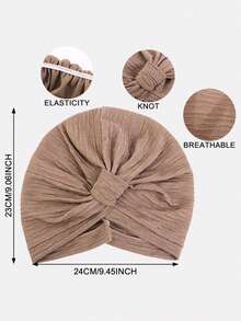 1pc Women's Thickened Pleated Square Headscarf Hat, Headwrap Arabic Hat, Suitable For Daily Use - Multicolor - View 2