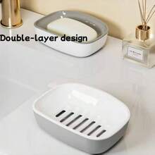 1pc Soap Dish, Double-Layer Drainage, Self-Draining, Easy To Clean, Suitable For Bathroom And Kitchen, High-End And Elegant - Soap Storage - View 13