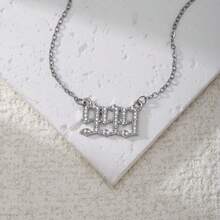 天使数字吊坠项链 111-999，配不锈钢链，立方氧化锆，数字铜质吊坠，可选数字 222、333、444、555、666、777、888，简约风格幸运吊坠 - 彩色 - 查看 27