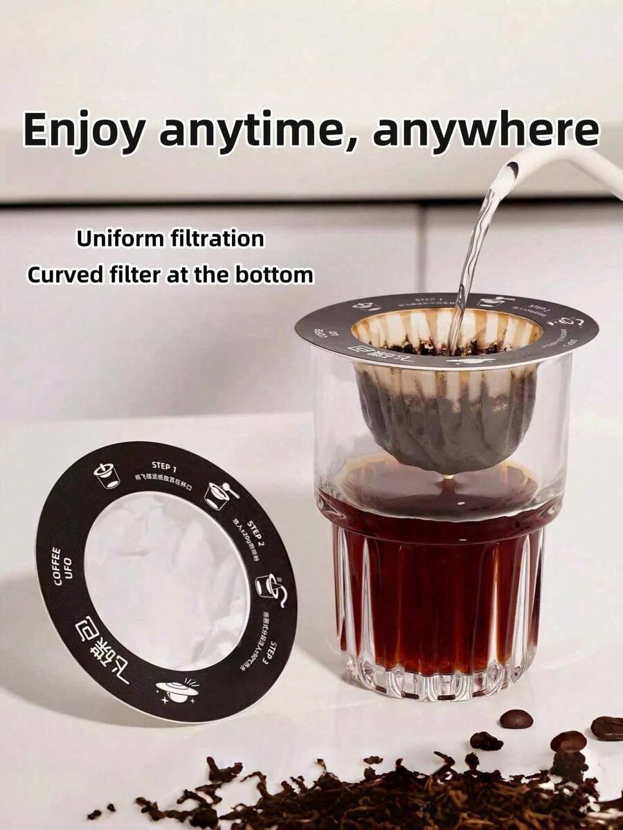 25pcs Portable Coffee Filter Papers, Hand Drip Coffee Accessories, Detachable And Packable For Takeout. Heat-Resistant And Durable Structure For Precise Extraction, Suitable For Various Cup Sizes. Made Of Materials, Ideal For Camping, Office And Travel. Compact Design Saves Space, An Essential Outdoor Item. - Multicolor - View 1