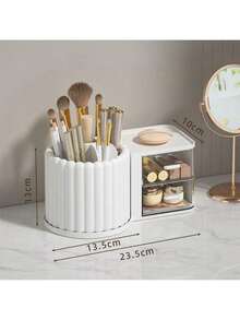 1pc Desktop Student Dorm Drawer Storage Box Pen Holder Organizer, Creative Rotating Pen Cup, Skincare & Cosmetics Storage Box, Makeup Brush Holder - Rectangle - View 15