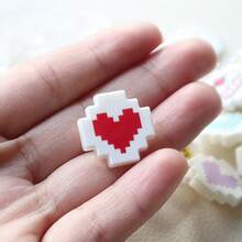 10pcs Mosaic Creative Pattern Plastic Decorative Buttons, Pixel Printed Heart Cake Cartoon Cute Sewing Buttons DIY Jewelry Accessories - Mosaic With Foot Buckle - View 6