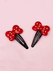 2/4/6pcs Set Red Polka Dot Bow Clip Bangs Hairpin, Cute Duck Clip Suitable For Daily, Festival, Party, Date, Outing - Multicolor - View 6