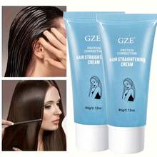 2pcs GZE Protein Straightening Cream, Halus dan Mudah Disisir, Sehat dan Kuat untuk Rambut Rusak, Tidak Menarik untuk Rambut Keriting dan Kusut - Royal Blue - View 2