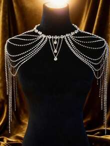 New Fluffy Shoulder Chain, Exclusive For Women; Exaggerated Sparkling Diamond Body Chain, Suitable For European And American Brides, Wedding Stage Performance Accessories - Tassel - View 10