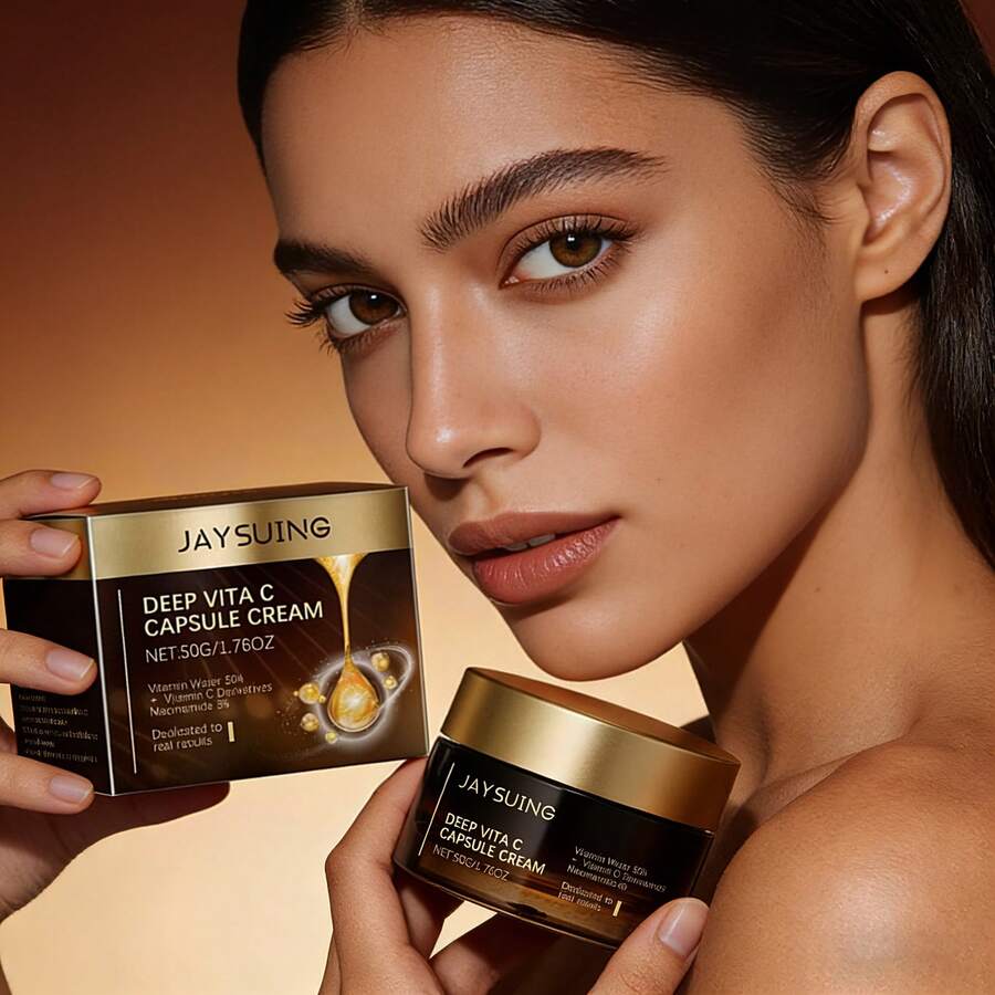 JAYSUING Crema Facial Hidratante De Vitamina C, Antimanchas, Antienvejecimiento, Cierra Poros, Reafirma La Piel, Iguala El Tono Y Brinda Brillo Natural, Hidratación Profunda, Textura Ligera Sin Grasa, Ideal Para Cuidado Diario Y Todo Tipo De Piel