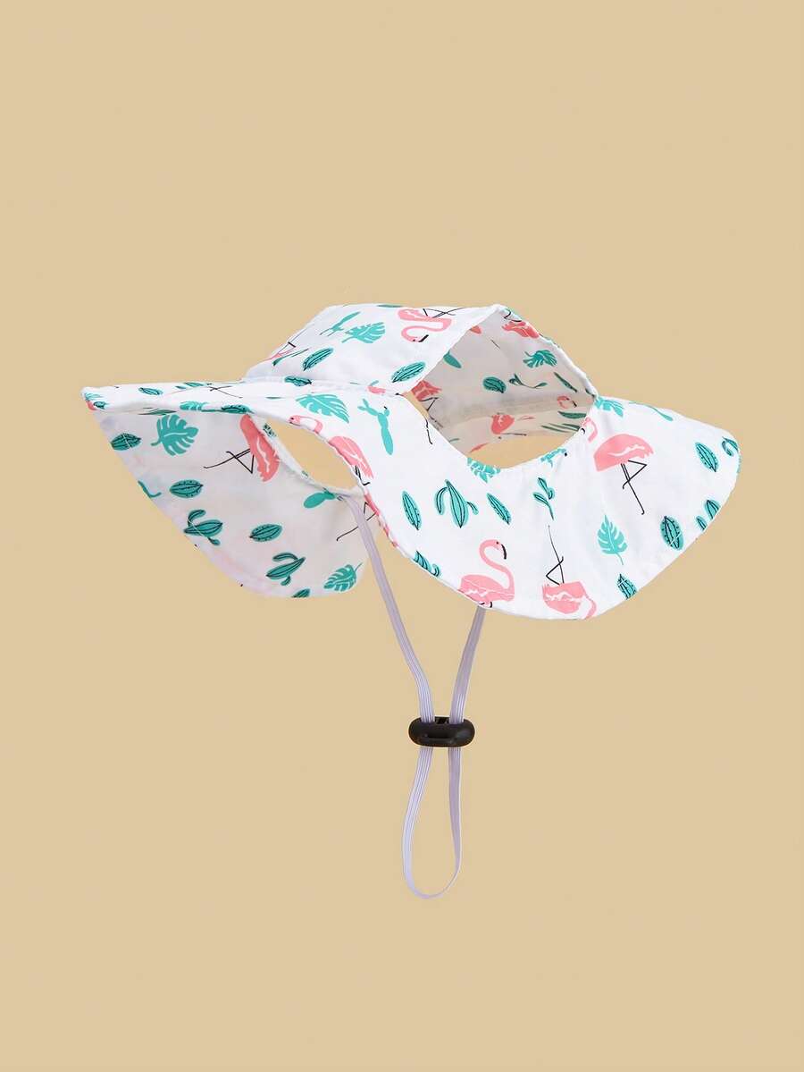 1顶可爱涤纶防风遮阳帽，带耳孔，可调节，适合小型宠物狗全年户外佩戴