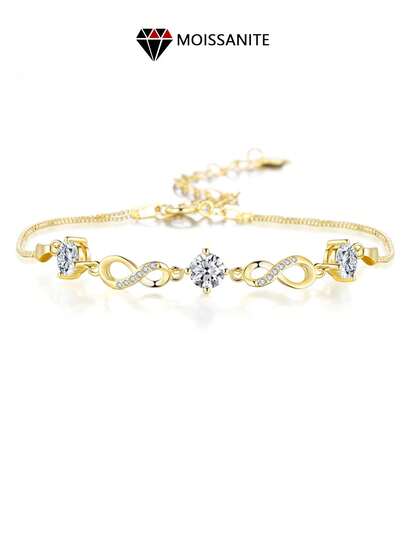 LOVESSOM 925 Sterling Silver 1.5 Carat Moissanite Eternity Bracelet - Fresh, Sweet, Fashionable, Cute, High-End Creative Design, Elegant And Refined, Niche, Classic, Simple, Lively - Perfect Gift For Girlfriend, Mother, Grandmother, Grandma, Or Best Friend - Jewelry Gift For Valentine's Day, Birthday, Anniversary, Mother's Day, New Year's Gift, Everyday Wear, Date, Party, Banquet, Party, Honeymoon, Or Vacation