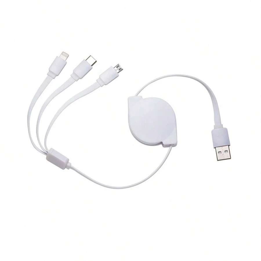 CARREGADOR USB RETRATIL 3 SAIDAS - Branco - Visão 1