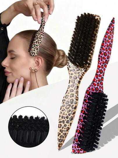 4/1 Set Men's Oily Hair & Beard Comb, Long Handle Beard Cleaning Brush, Oily Comb And Hair Brush, Solid Color, Straight Hair Brush, Men's Beard Trimming & Styling Comb, Leopard Print Comb, Leopard Print Hair Brush Styling Tool With Hair Tail Tool, Comb/Hair Brush, Back To School, Travel Holiday Essential, Women's Hair Accessories, Comb, Hair Brush, Wooden Comb