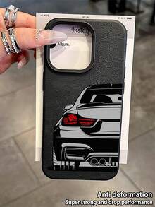 1 pieza Funda de teléfono suave, a prueba de agua y golpes, con patrón de coche negro y gris, antideslizante, adecuada como regalo de cumpleaños/festividad para amigos, familia, parejas, compatible con [modelo de teléfono] - Multicolor - Ver 4