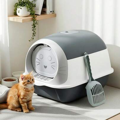 Caixa de areia para gatos totalmente fechada, nova, com grande capacidade, à prova de respingos, esterilizante e desodorizante.
