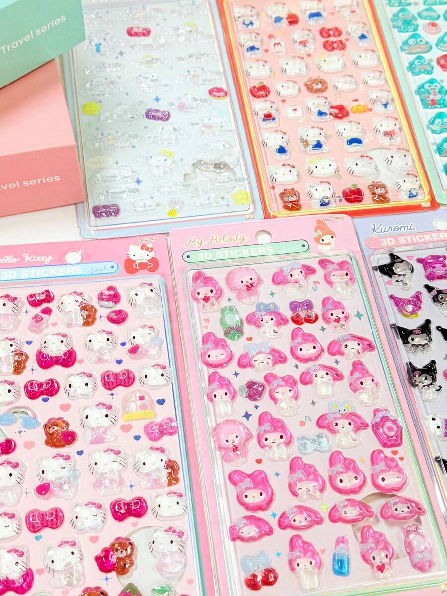 3D Crystal Clear Stickers, Featuring Cute Japanese-Style Design, Dreamy And Sweet Girl Style, Minimalist Aesthetic, Presenting Various Artistic And Practical Graphic Elements - Multicolor - View 1