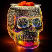 3D Glass Skull Electric Wax Melting Heater With PTC Heating Plate, Wax Burner Melter, Aromatherapy Heater, Suitable For Home Gifts, Holiday Presents For Thanksgiving, Halloween, Christmas, And Other Festive Occasions - 1PC - 查看 1
