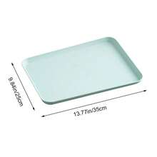 2Pcs Unbreakable Serving Tray Decorative Tray Wheat Straw, 13.7 X 9.8 In Great For Dinner Tea Bed Bar Breakfast Food (Gre1en) - Gre1en - View 3