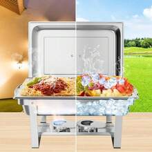 CuteHairy 4 PCS Chafing Dish Buffet Set 8 QT  Rectangular Food Warmer, Stainless Steel - Silver - View 2