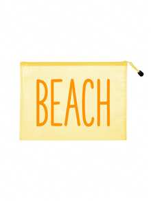 多色防水时尚网布沙滩包，印有彩色“沙滩”图案的化妆包，沙滩主题。大容量透明化妆包，带尼龙拉链的洗漱包 - 轻便，可收纳防晒霜、零食、比基尼和沙滩必备用品。化妆包，化妆品收纳包，化妆品收纳袋，化妆包，洗漱包，旅行包，度假必备品，女士旅行礼物 - 彩色 - 查看 16