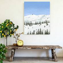 Framed 1pcset Retro Easy Ski Resort Scenery Posters Wall Art, Canvas Art, Ideal For Living Room And Bedroom Decor - Framed - 查看 2