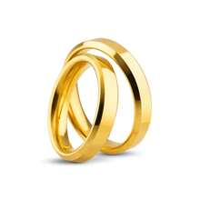 Kit Of 2 - Pair Of Beveled Wedding/Engagement Rings, 4mm, 316L Stainless Steel, 18K Gold Plated - 17 - 查看 8