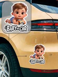 1 miếng dán xe đẩy em bé/cửa sổ và cản xe hơi - Chống thấm nước, thiết kế hoạt hình, chất liệu nhựa bền, dễ bóc và dán, bảo vệ an toàn cho trẻ em trên xe. - Nhãn dán xe an toàn cho bé - Xem 3