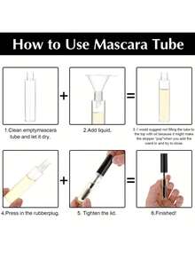 Vigour Summer 0.34oz Eyelash Mascara Tube With Brush Set - High Quality Mascara Container With Mini Funnel And Leak-Proof Cap, Made Of ABS Plastic, Suitable For All Skin Types, Black And White Reusable Portable Makeup Container, Fashionable Design, Reusable Makeup Travel Kit - Multicolor - View 5