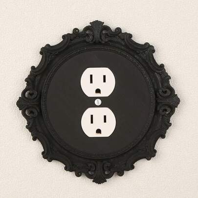 1 pieza Marco decorativo estilo palacio ornamentado impreso en 3D, estética oscura, embellecedor de toma de pared, incluye tornillos, no requiere energía eléctrica