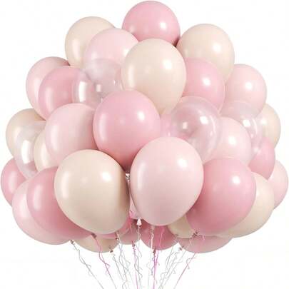 50pcs Light Pink Balloons, 10-Inch Peach Transparent Latex Balloons, Suitable For Girls' Birthday, Valentine's Day And Baby Shower
