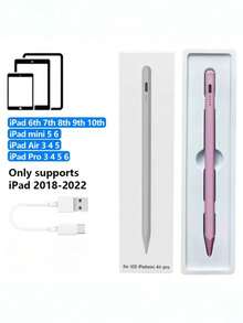 适用于 iPad（2018-2025 系列）的二合一触控笔，顶部触控开关，包含 2 个替换笔尖、1 根 Type-C 充电线、防误触功能、侧边磁吸设计、快速充电、高精度书写，适用于办公、学习、创作、游戏等多种场景。平板电脑的必备配件，放松手指，提升触控灵敏度。电池容量：90mAh - 彩色 - 查看 11