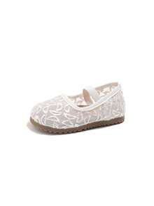1 Pair Girls' Spring/Autumn Breathable Mesh Soft Bottom Non-Slip Comfortable Casual Indoor/Outdoor Flat Shoes - Beige - View 7