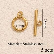 5 أزواج من الخواتم المفتوحة المطلية بالذهب الأصفر عيار 18 قيراط من الفولاذ المقاوم للصدأ بتصميمات قلب/فراشة/زهرة/محفورة، مناسبة لصنع الأساور والقلائد وغيرها من المجوهرات اليدوية، إكسسوارات زخرفية يومية - مشبك OT - مشاهدة 16