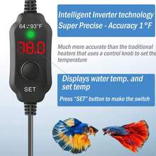 Calentador de acuario sumergible pequeño con pantalla digital y alimentación por USB de 10 W, mini calentador para pecera - Negro - Ver 6