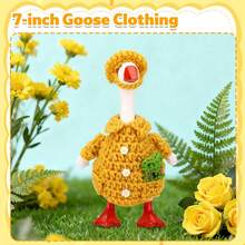 Desk Goose Outfits For 7inch Goose, Raincoat Style Cute Yarn Raincoat And Hat, Mini Goose Outfits - Yellow - View 5