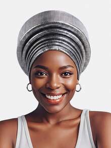 1件装女士金属印花多层海绵头巾，头套，适合日常佩戴，可作睡帽 - 多色 - 查看 15