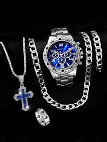 Blue Light Glass Fiber Quartz Watch With Multi-Function Digital Scale Chronograph - one-size - View 2