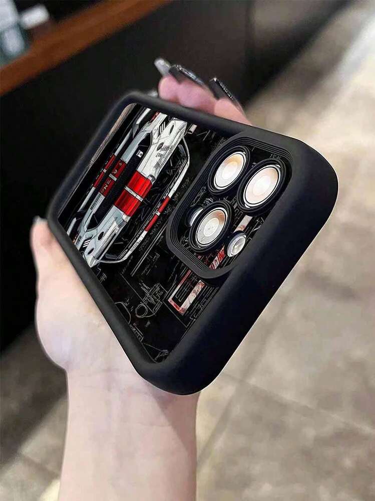 Funda de teléfono a la moda - Textura de satén plumoso Compatible con todos los modelos de teléfonos inteligentes Apple El regalo perfecto para ella, una opción ideal para San Valentín - Negro - Añade 2