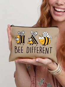 Cute Bee Different Cosmetic Bag,Funny Cartoon Bee Makeup Pouch Travel Toiletry Organizer Zipper Pouch, Novelty Inspirational Canvas Makeup Bag With Zipper,Spacious Cosmetic Pouch - Multicolor - View 15