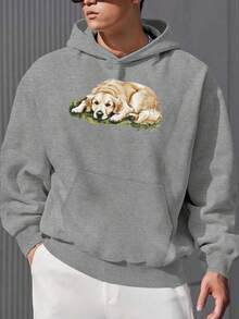 sweat-shirt à capuche oversize pour hommes grande taille avec motif Golden Retriever "Paysage paisible" - Pull décontracté ample avec poche avant, lavable en machine, JPH-9, vêtement d'intérieur, style confortable, tissu doux, Top à manches longues, pour les amateurs de confort, porter au quotidien, vêtements pour amateurs de chiens, sweat-shirt à capuche oversize, exclusif pour les propriétaires d'animaux de compagnie. - Blanc - Voir 12