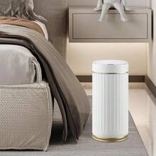 Bathroom Trash Can With Lid Automatic 2 Gallon Motion Sensor Garbage Bin, 7.5 Liter Smart Trash Bin With Stripes, Plastic Garbage Can, Narrow Trash Can For Bedroom, Office, Bathroom - Golden - View 8