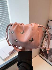精致时尚蝴蝶云形2026新款优雅奢华女士手提包 - 粉色 - 查看 2