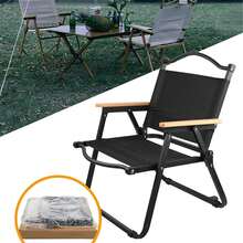 Outdoor Folding Camping Chair Portable Large Lawn Oxford Solid Wood Aluminum Alloy Chair Detachable Blackout Camping Chair - 黑與白 - 查看 2