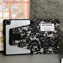Vintage Lace Notebook Tablet Protective Case With Rotating Stand - Shock-Proof Protective Cover, Gothic Elegant Aesthetic Tablet Protective Case With Pen Slot, Suitable For 10.9/10.2 Inch Air 5th/Pro 11/10th/9.7 Inch Air 2/7th/8th/Air 4th/5th/Pro 11th/10th 2022 10.9 Inch Smart Protective Case/Air 13(M3 2025)/Air 11(M3 2025)/Air 11(M3 2025)/11(A16 2025) Auto Sleep/Wake Function, Fashionable Tablet Accessories - Multicolor - View 1